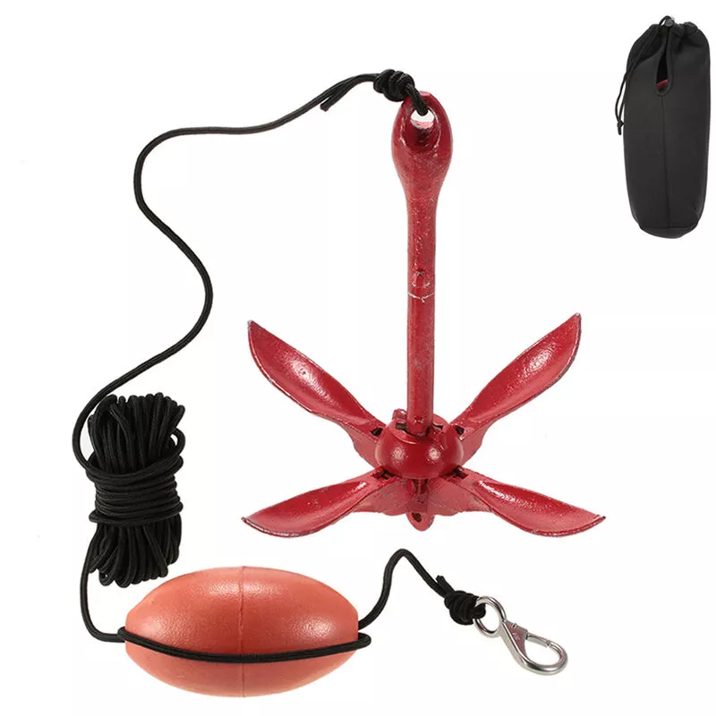 1.5kg / 3.3lbs Juego de sistema de aparejo de ancla plegable con flotador Bolsa de transporte Cuerda Kit de boya de pesca Portatil para kayak Balsa barato