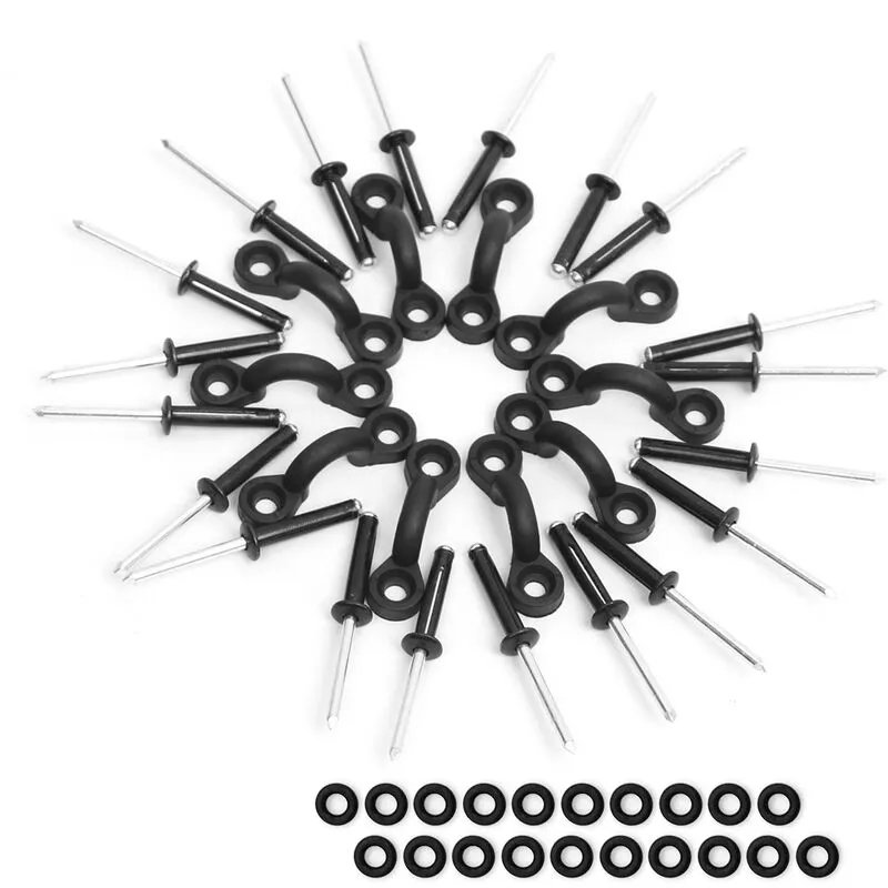 10pcs Nylon Bungee Deck Loops Tie Down Pad Eye con 20pcs Tri-Grip Tri-Fold Rivets 20pcs Kit de aparejo de cubierta de arandelas de goma para bote barato
