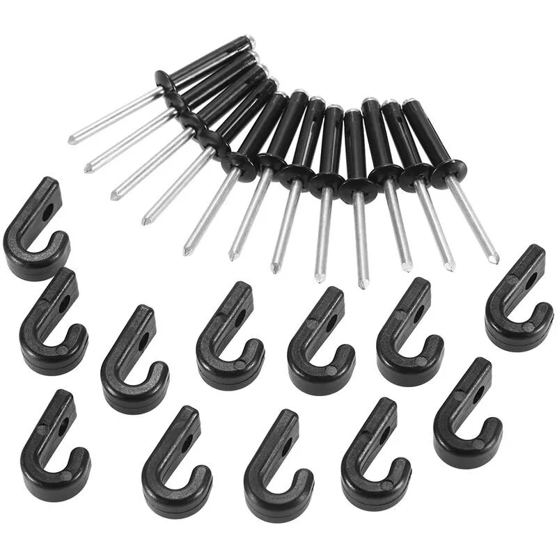 12 piezas ganchos en J ganchos de amarre ganchos elasticos con 12 remaches para accesorios de tabla de remo de canoa de kayak barato