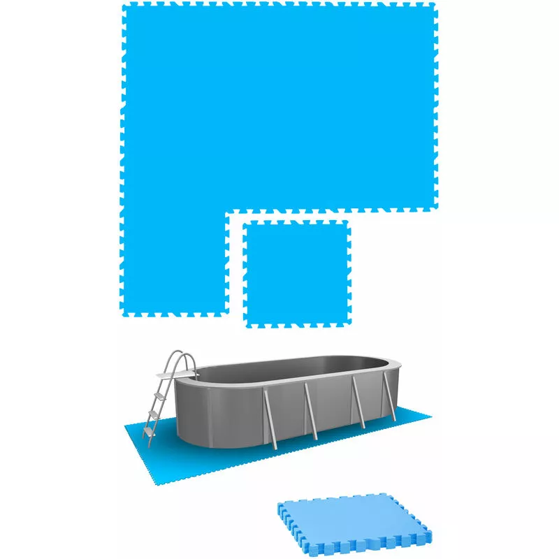 1,9M² Base Suelo Piscina - 8 Alfombras Grandes - 50X50 Tapiz De Suelo Piscina - Blau En Oferta 1