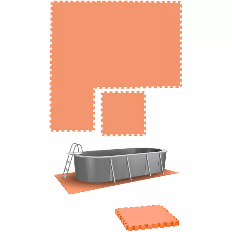 1,9M² Base Suelo Piscina - 8 Alfombras Grandes - 50X50 Tapiz De Suelo Piscina - Orange En Oferta 1