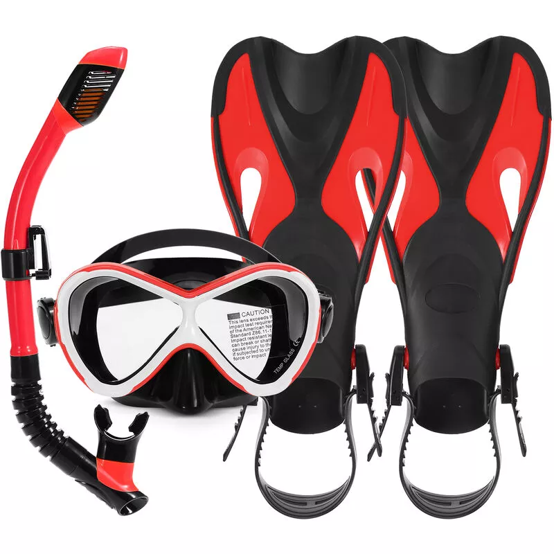 3 piezas Kit de snorkel para ninos Gafas de natacion Tubo de snorkel seco Aletas ajustables