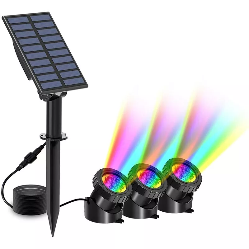 3 piezas de luz solar para estanques
