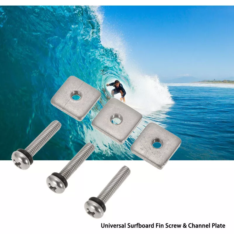 3 tablas de surf universales de acero inoxidable Longboard Kit de reemplazo de placa de canal de tornillo de aleta
