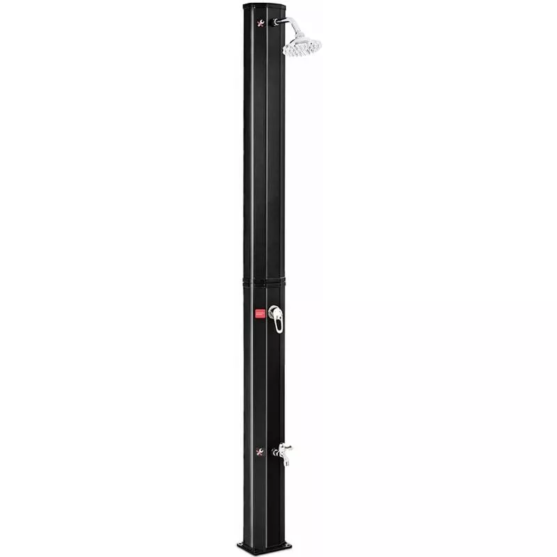 35L Ducha Solar con Lluvia Cabeza y Grifo de Piscina Jardín al Aire Libre Playa Camping Ducha Exterior hasta 60 ℃ 220 cm Altura Negro barato