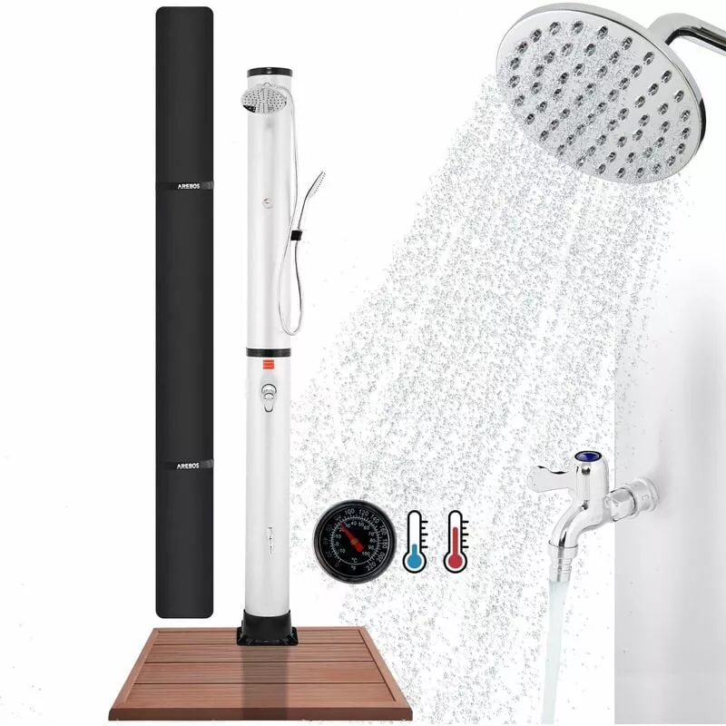40L Ducha solar Ducha piscina Ducha jardín con placa base Aspecto madera - Arebos barato