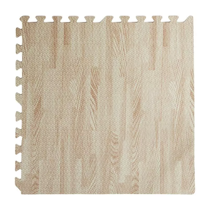 4PCS Alfombra tapete rompecabezas suave efecto madera blanco 60 x 60 x 0