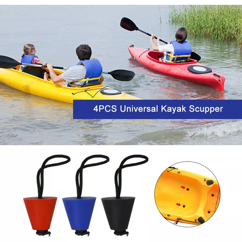 4PCS Mejor Kit de tapon de Scupper de kayak Universal Kit de tapon de Scupper de kayak Canoa Tapon de orificios de drenaje Tapon de tapon