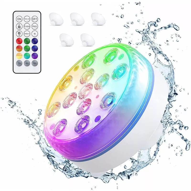 7CM8.5cm13 Perlas de lámpara 16 colores rf Control remoto Cuatro imanes con ventosa led Piscina Luces de buceo barato