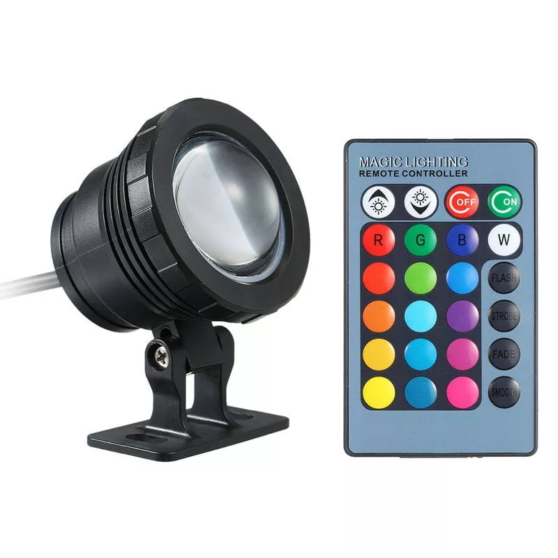 AC / DC 12V 10W RGB LED Lampara sumergible de luz subacuatica con control remoto 16 colores cambiantes Flash / Strobe / Fade / Smooth 4 efectos de barato