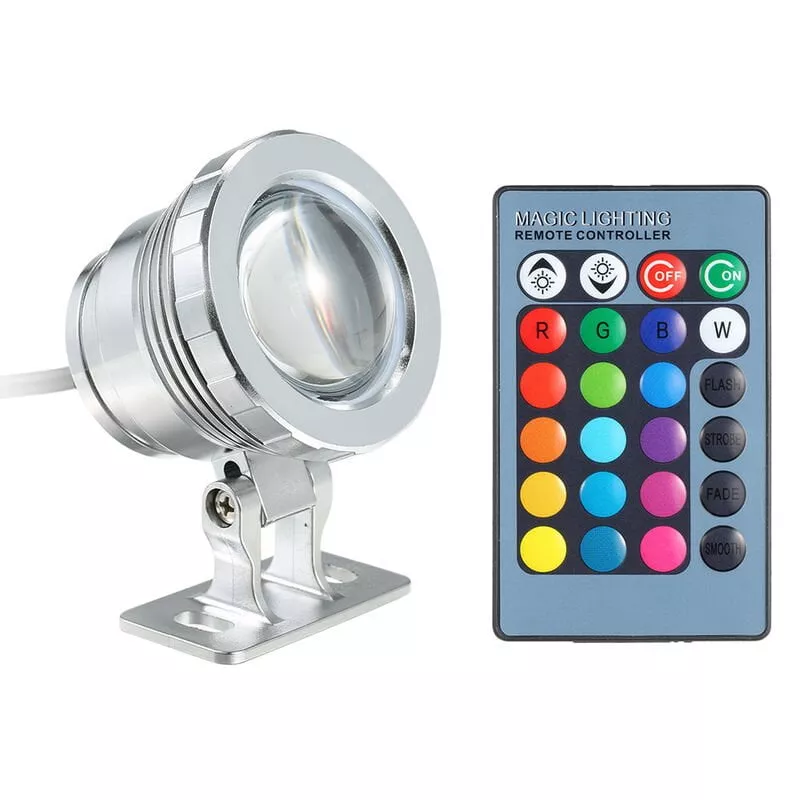 AC / DC 12V 10W RGB LED Lampara sumergible de luz subacuatica con control remoto 16 colores cambiantes Flash / Strobe / Fade / Smooth 4 efectos de barato