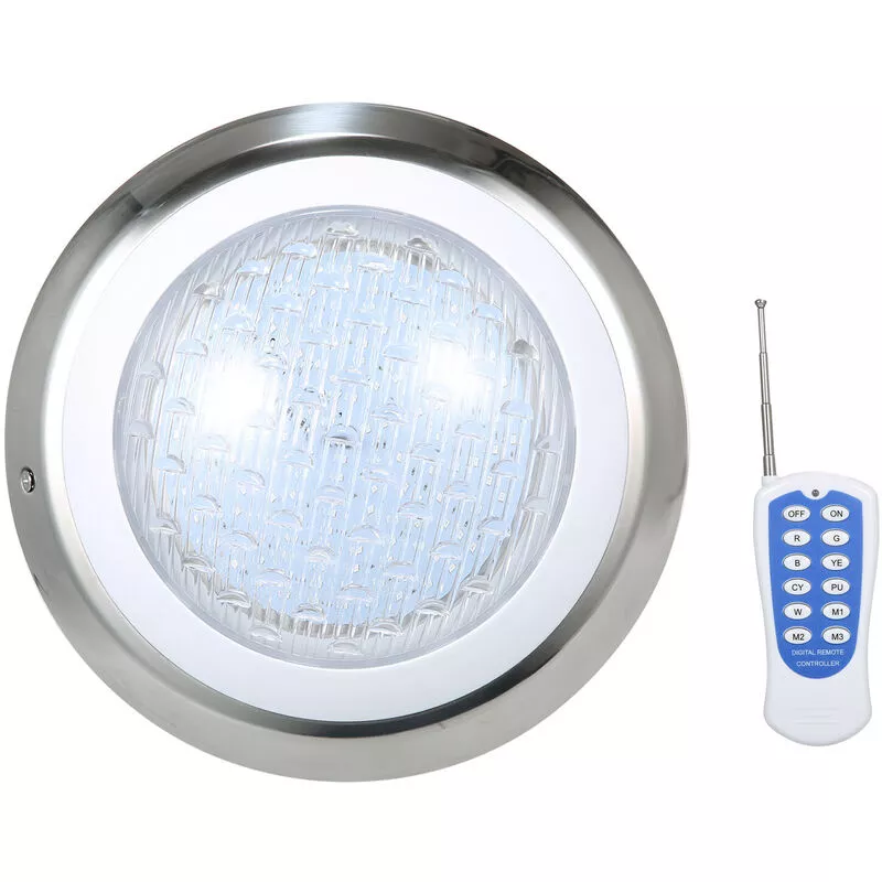 AC12V 18W led rgb Luces de piscina 7 Cambio de color Lámpara subacuática IP68 Luz de piscina impermeable con control remoto Plata barato