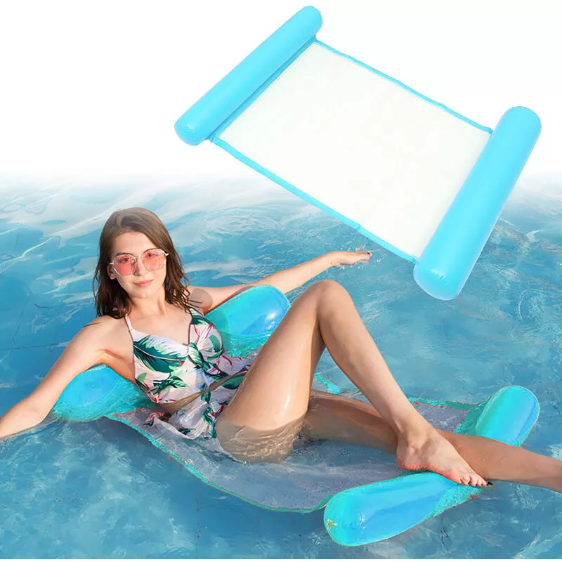 Agua tumbona natación inflable agua hamaca colchón de aire flotante natación nadando piscina - Blau - Hengda barato
