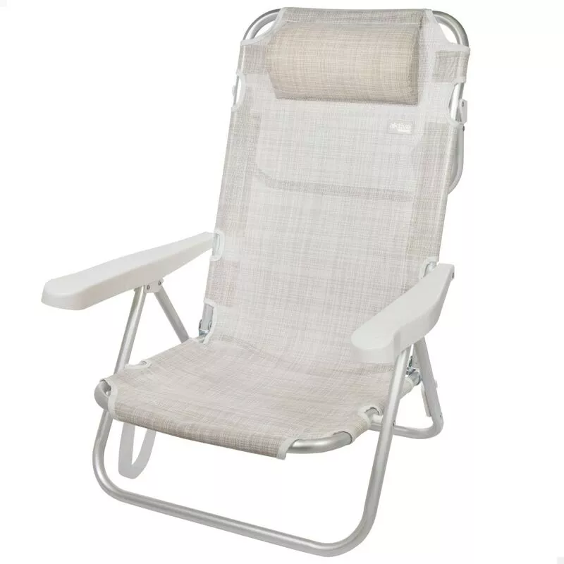 Aktive - Silla plegable multiposición aluminio beige barato