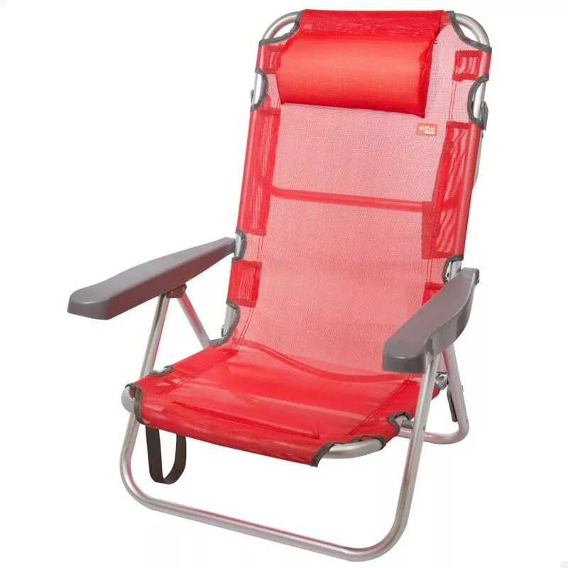 Aktive - Silla plegable multiposición aluminio rojo barato