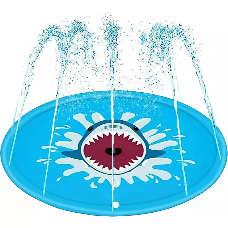 Alfombra de chorro de agua para niños 170C Alfombra de juego de piscina de salpicaduras de agua de pvc y con fuente de chorro para niños (azul + barato