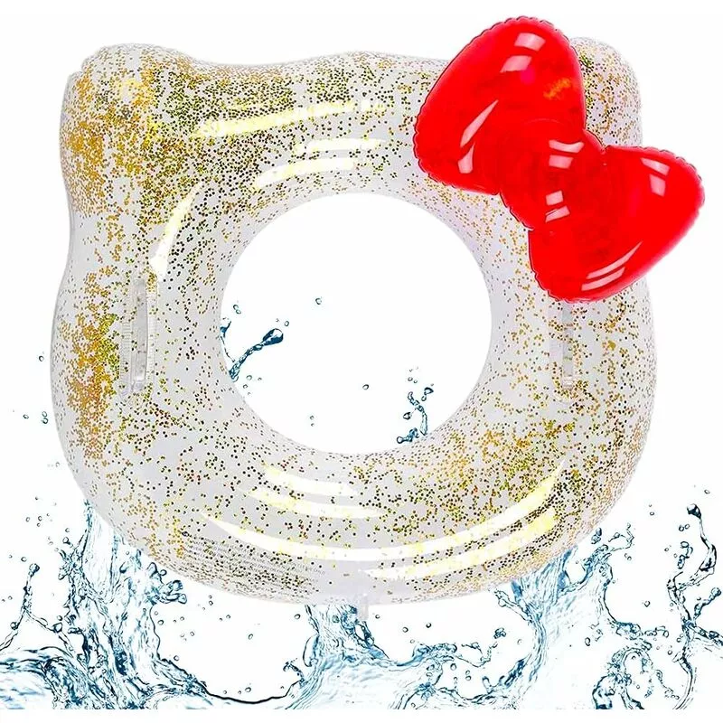 Anillo De Natación De Lentejuelas Hello Kitty Flotador Inflable Boya Para Niños Playa De Verano Anillo De Natación Flotante Forma De Dibujos Animados barato