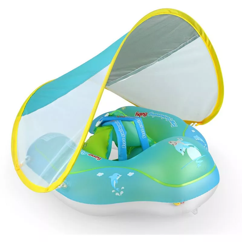 Anillo de la natacion del bebe inflable con extraible Toldo flotante de piscina Swim Trainer