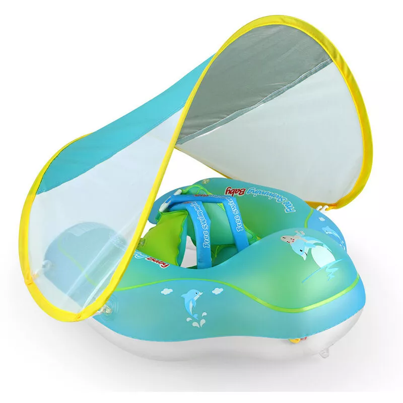 Anillo de natación inflable para bebés con dosel extraíble para el sol Piscina flotante Entrenador de natación barato