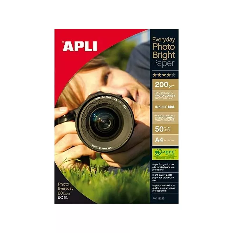Apli - Papel Fotográfico Profesional Brillante Inkjet 200 Gr. Tamaño A4 - 50 Hojas - En Oferta Apli - Papel Fotográfico Profesional Brillante Inkjet 200 Gr. Tamaño A4 - 50 Hojas - Barato