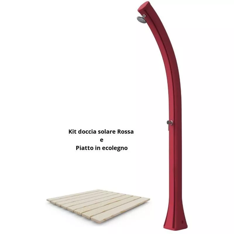 Arkema Design-prodotto Made In Italy - Kit de ducha con bandeja de madera Rojo cm 19x17x215 PIATTO-ROSSO barato