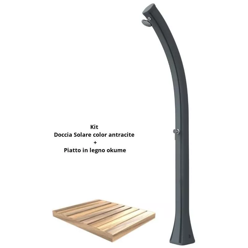 Arkema Design-prodotto Made In Italy - Kit de ducha con bandeja de madera antra cm 19x17x215 DOCCIA PIATTO OKUME ANTRACITE barato