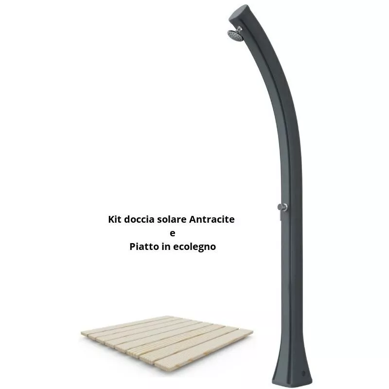 Arkema Design-prodotto Made In Italy - Kit de ducha con plato de ducha y madera cm 19x17x215 DOCCIA PIATTO ECOLEGNO ANTRACITE - Antracita barato