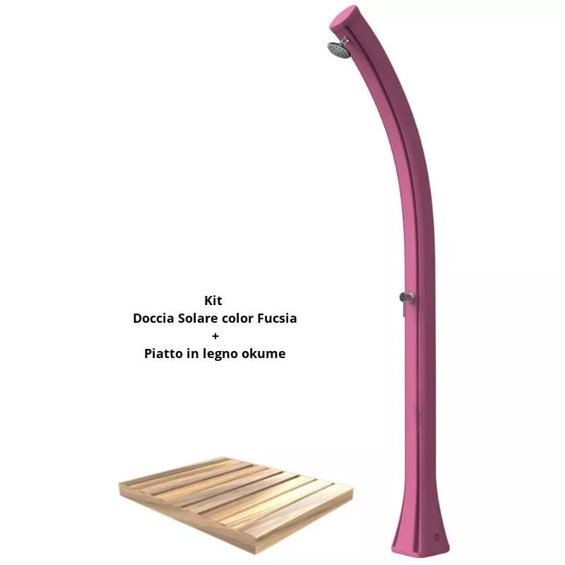 Arkema Design-prodotto Made In Italy - Kit de ducha fucsia con bandeja de mader cm 19x17x215 OKUME-FUCSIA barato