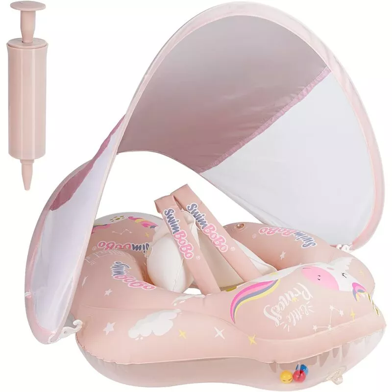 BSR - Asiento de piscina para bebés con dosel desmontable de boya inflable para niños Anillo de natación l barato