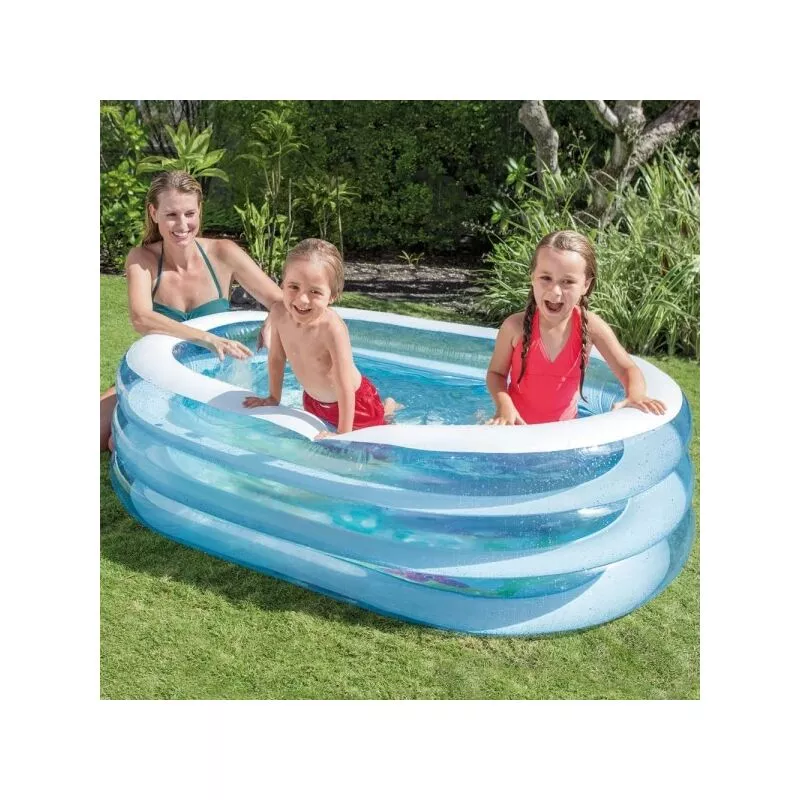 Baby Oval Natmwimming 3 Anillos transparentes 163 x 107 x 46 cm de pescado en la parte inferior 57482 barato