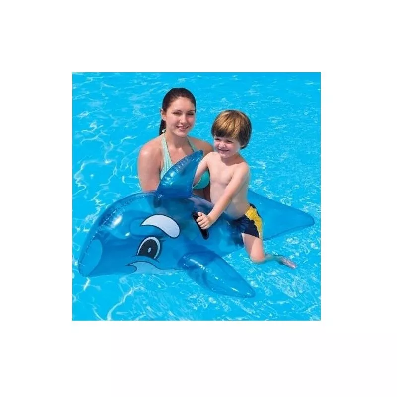 Ballena inflable para niños azules transparentes 118 x 72 cm con manijas barato