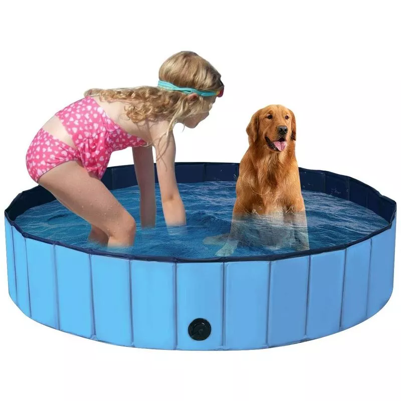 Bañera Plegable para Mascotas Portátil Piscina para Perros Gatos de PVC Piscina para Niños para Interior Exterior (160x30cm