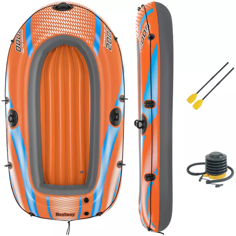 Barca Hinchable Para 1 Adulto y 1 Niño Bestway Kondor Elite 2000 Raft 196x106x31 cm con 2 Remos y Bomba de Pie Incluida barato