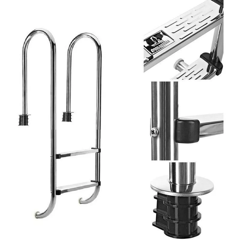 Bc-elec - PL002 Escalera de piscina con 2 peldaños en acero inoxidable 304SS