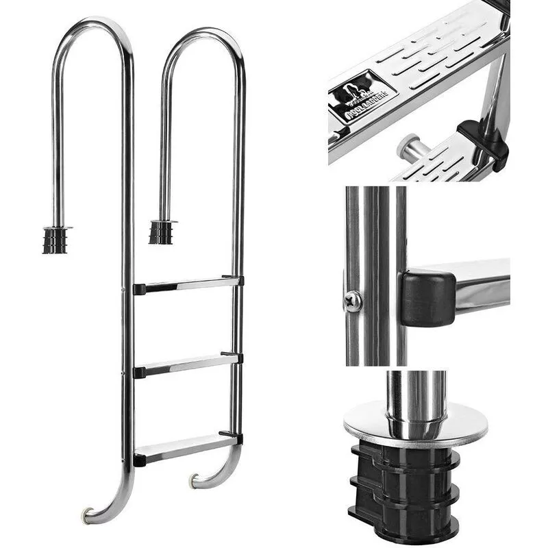 Bc-elec - PL003 Escalera de piscina con 3 peldaños en acero inoxidable 304SS