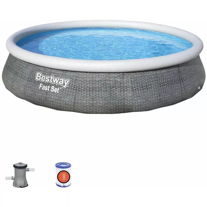 Bestway - Piscina Desmontable Fast Set Rattan 396x84 cm Depuradora de Cartucho 2.006 litros/hora - 57376 barato