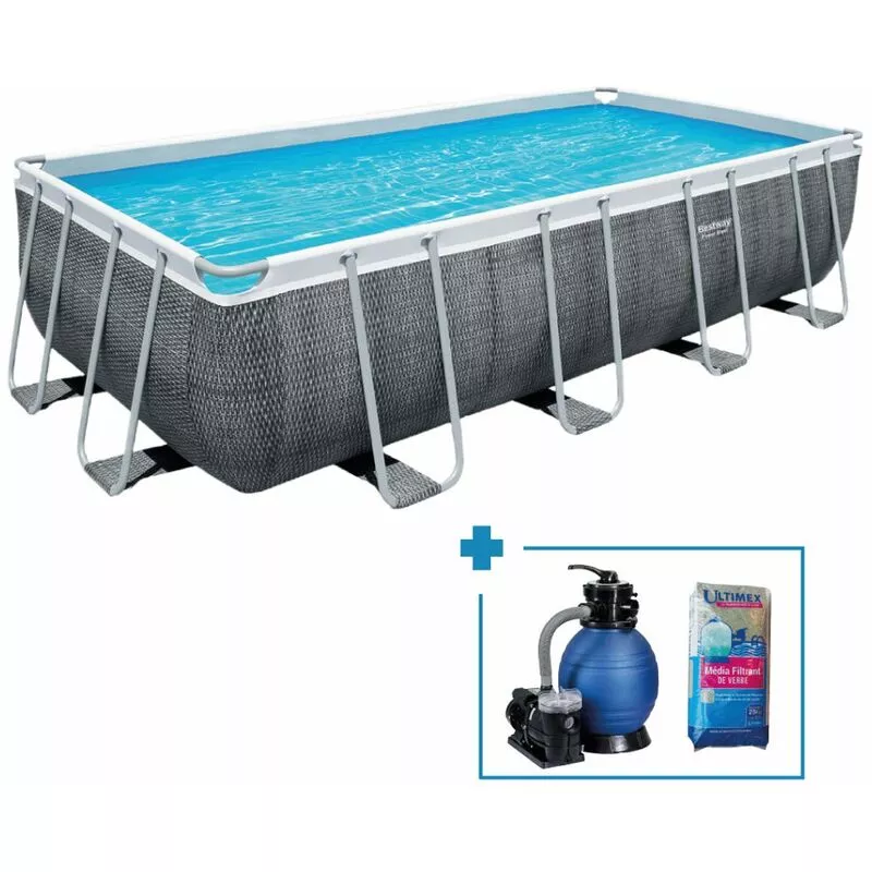 Bestway - Piscina Desmontable Tubular Power Steel Rectangular 4