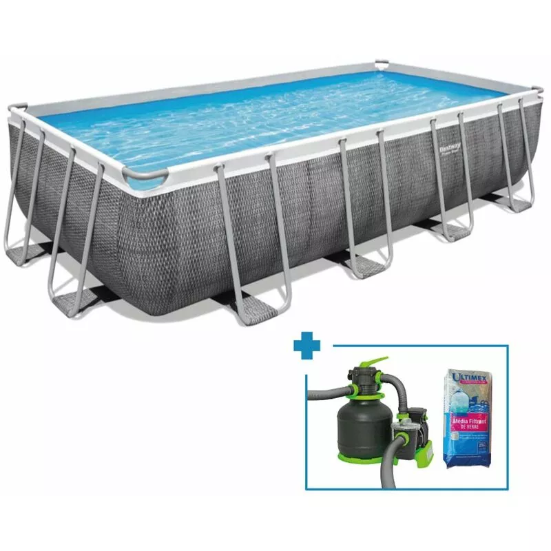 Bestway - Piscina Desmontable Tubular Power Steel Rectangular 5