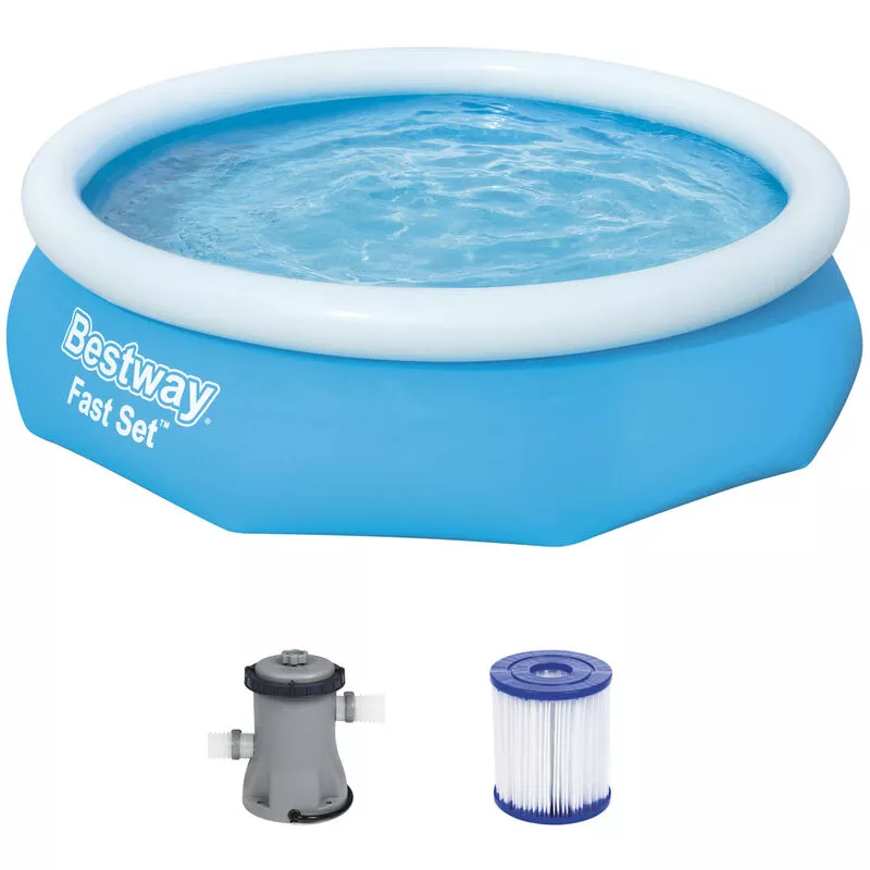 Bestway Piscina exterior desmontable de 305 cm com bomba y cartucho de filtro con set de reparación jardín barato
