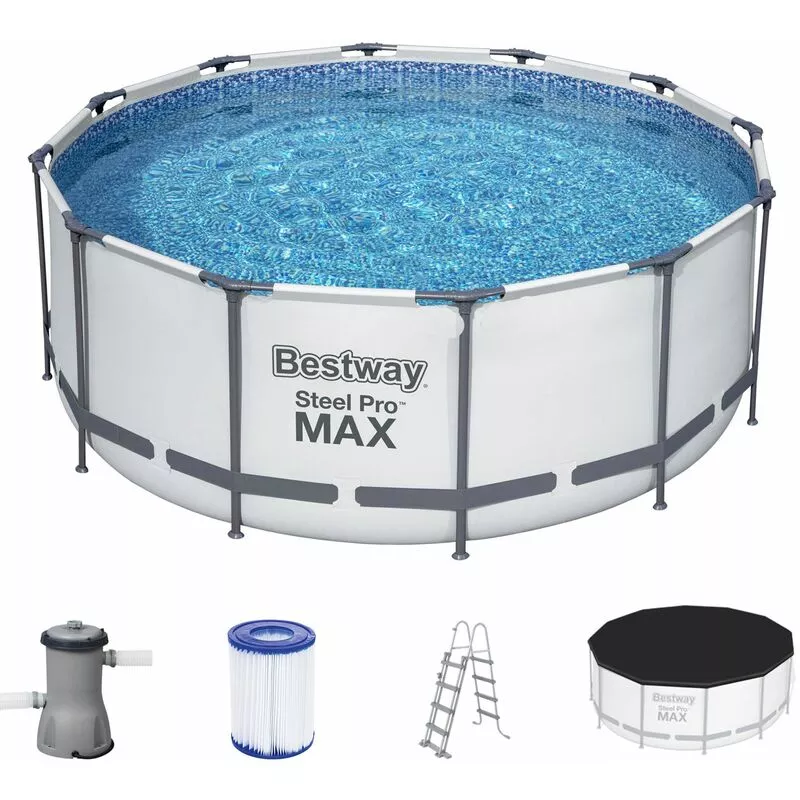 Bestway Steel Pro MAX Frame Piscina Redonda con marco de Acero y bomba de Filtro y accesorios 366 x 122 cm color Azul barato