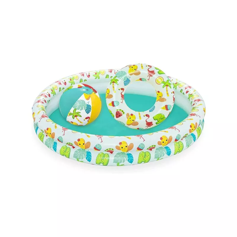 Beswtay Natación inflable para niños 2 anillos de color con rosquilla y pelota barato
