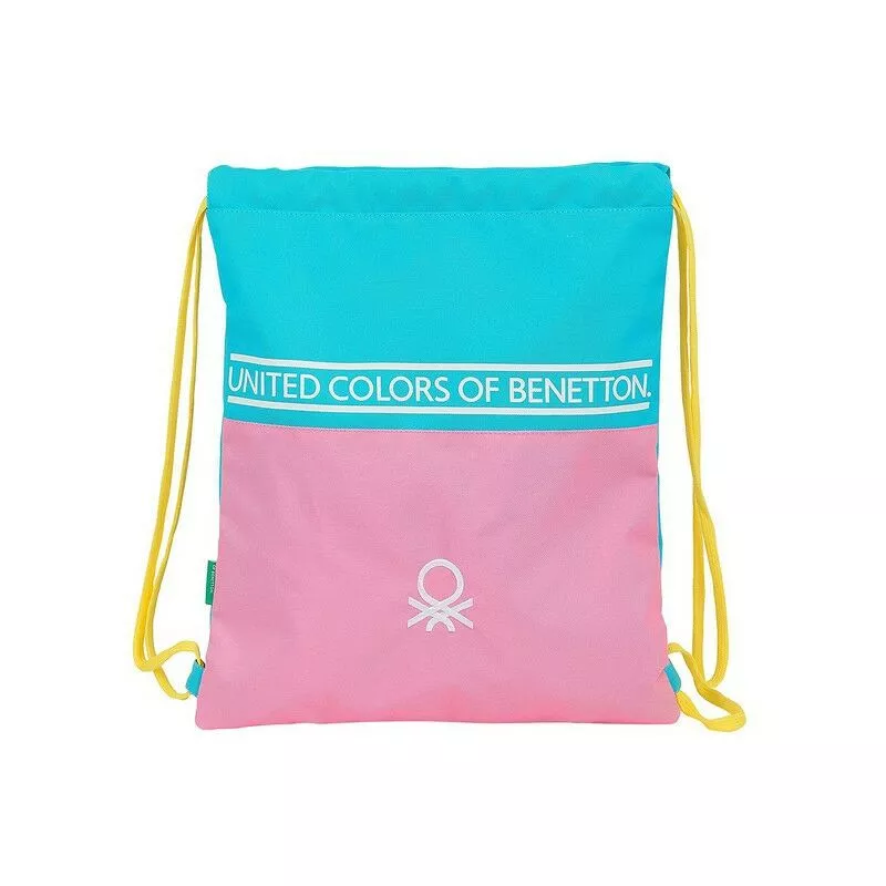 Bolsa Mochila con Cuerdas Amarillo Rosa Turquesa - Benetton barato