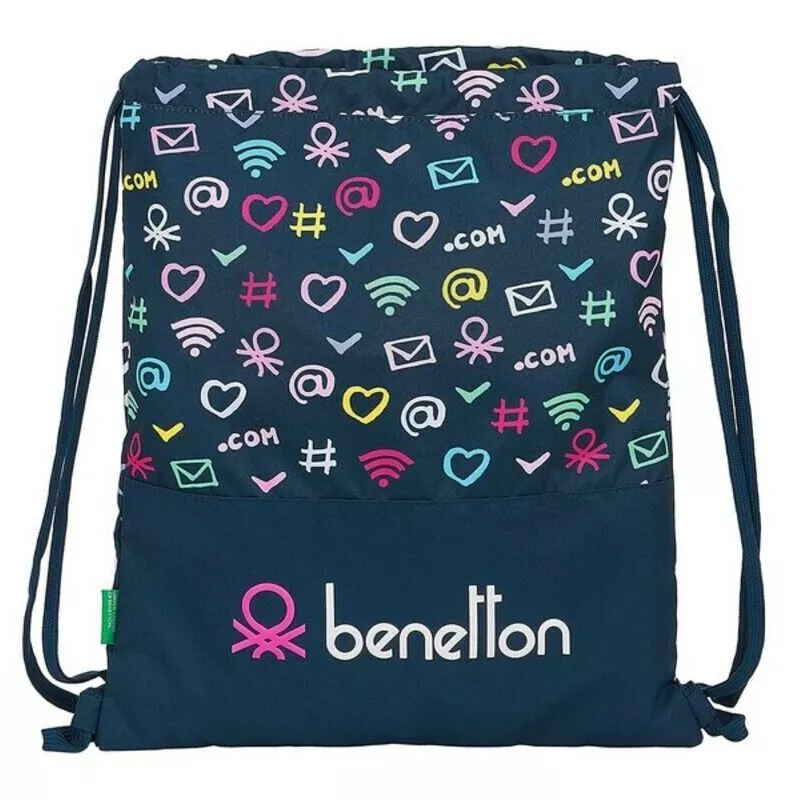 Bolsa Mochila con Cuerdas Dot Com Azul marino - Benetton barato