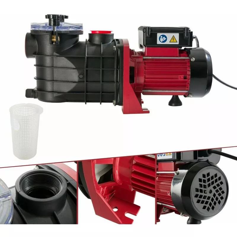 Bomba Depuradora para Piscina Bomba de Agua 600W 11000l/h - negro / rojo - Arebos barato