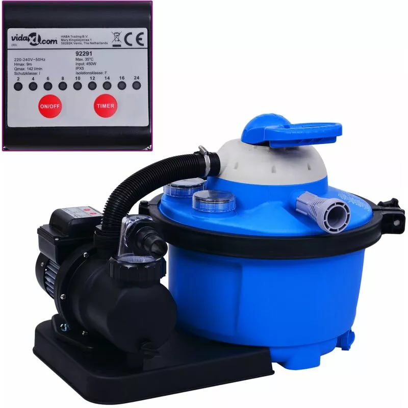 Bomba filtro de arena con temporizador 450 W 25 L - Azul - Vidaxl barato