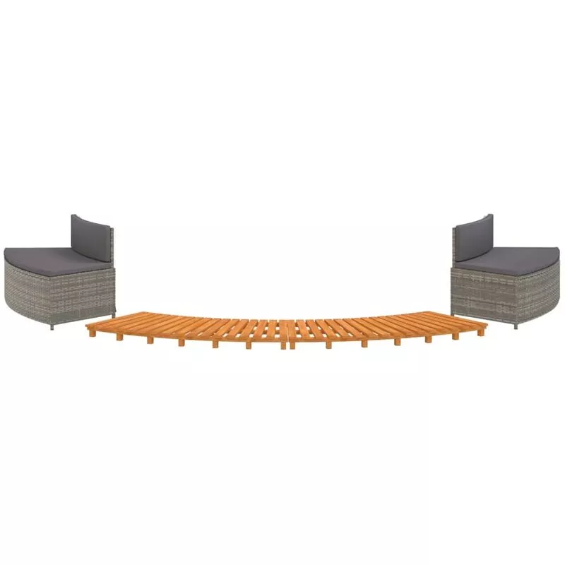 Borde bañera hidromasaje madera acacia y ratán sintético gris Vidaxl Gris barato