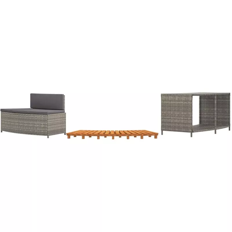 Borde bañera hidromasaje madera acacia y ratán sintético gris Vidaxl Gris barato