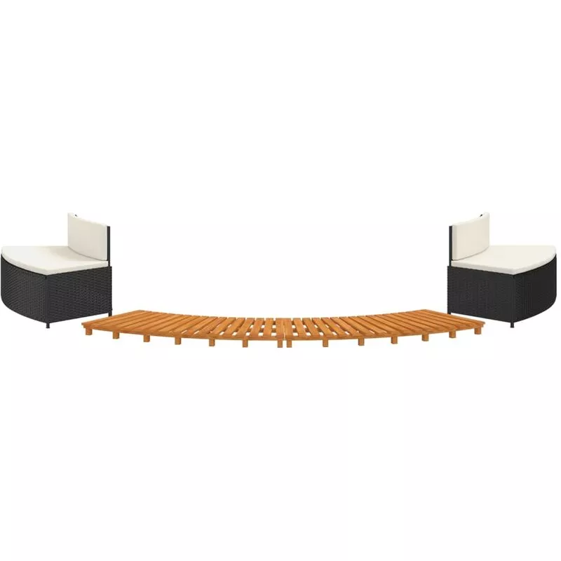 Borde bañera hidromasaje madera acacia y ratán sintético negro Vidaxl Negro barato