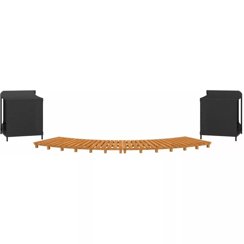 Borde bañera hidromasaje madera acacia y ratán sintético negro Vidaxl Negro barato