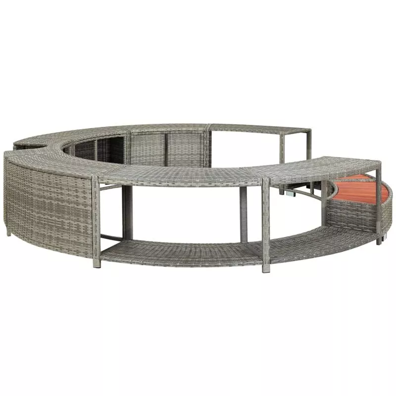 Borde de bañera de hidromasaje ratán sintético gris Vidaxl Gris barato